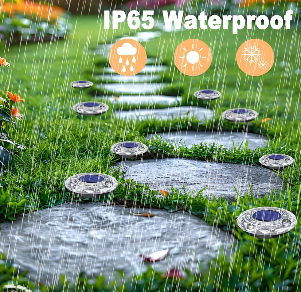 12 Pack Solar Ground Light Outdoor Cool White