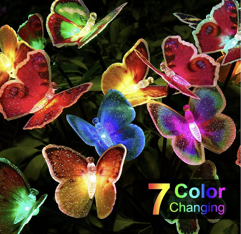 2 Pack Lifelike Swaying Butterfly Solar Lights for Outside