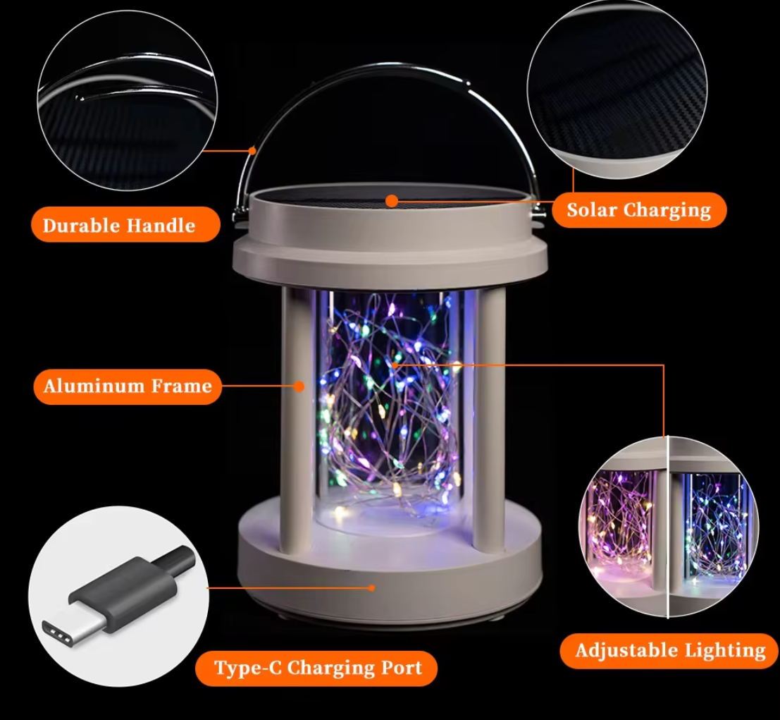 Outdoor Solar Garden Light – Waterproof – 3 Light control Settings – Fairy lights – White Round