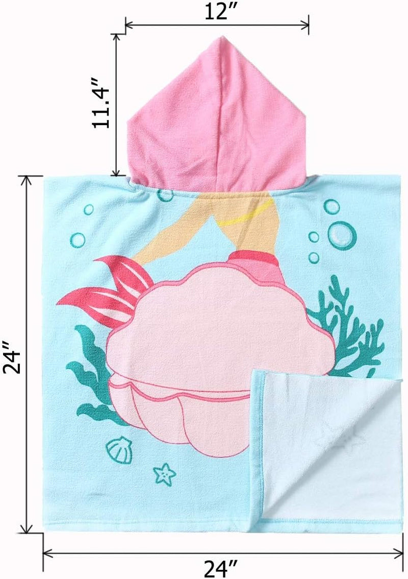 Kids Hooded Soft Microfiber Poncho Towels