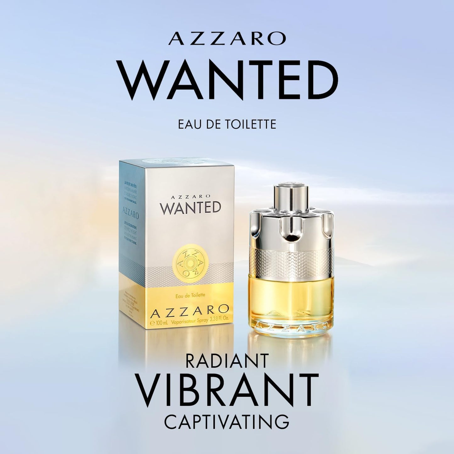 Azzaro Wanted Eau de Toilette - Vibrant & Irresistible Luxury Perfumes for Men - Full Size, 3.3 Fl. Oz
