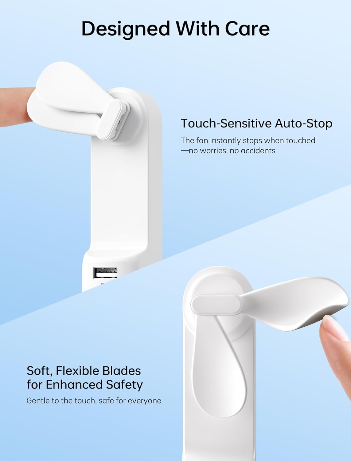 2 Pack 3 IN 1 Handheld Mini Fan - Portable Fan & Power Bank & Flashlight
