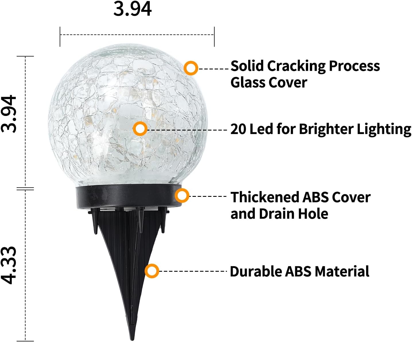 2 Pack Solar Globe Lights Outdoor Waterproof-Solar Balls