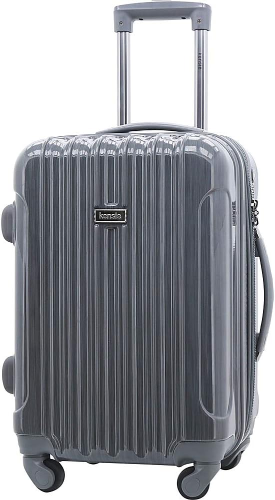 kensie TSA-Lock Hardside Spinner Luggage, Metal Gray, 20-Inch