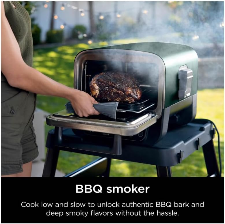 Ninja Woodfire 8-in-1 Outdoor Smoker Pizza Oven with 5 Pizza Settings, Green-DAMAGED BOX-BRAND NEW INSIDE