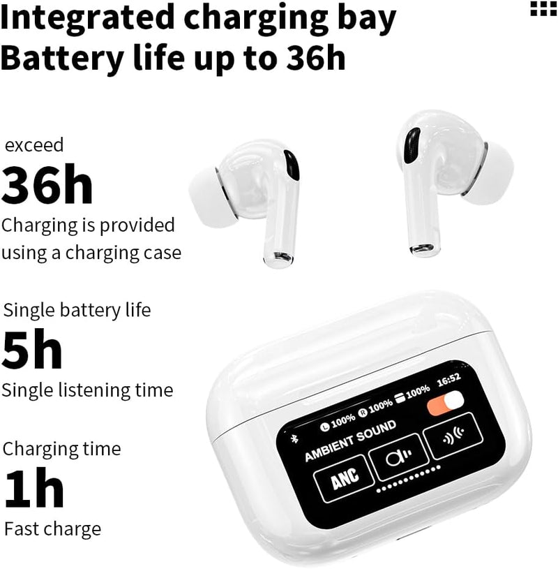 Wireless Earbuds Visible Touch Screen Control