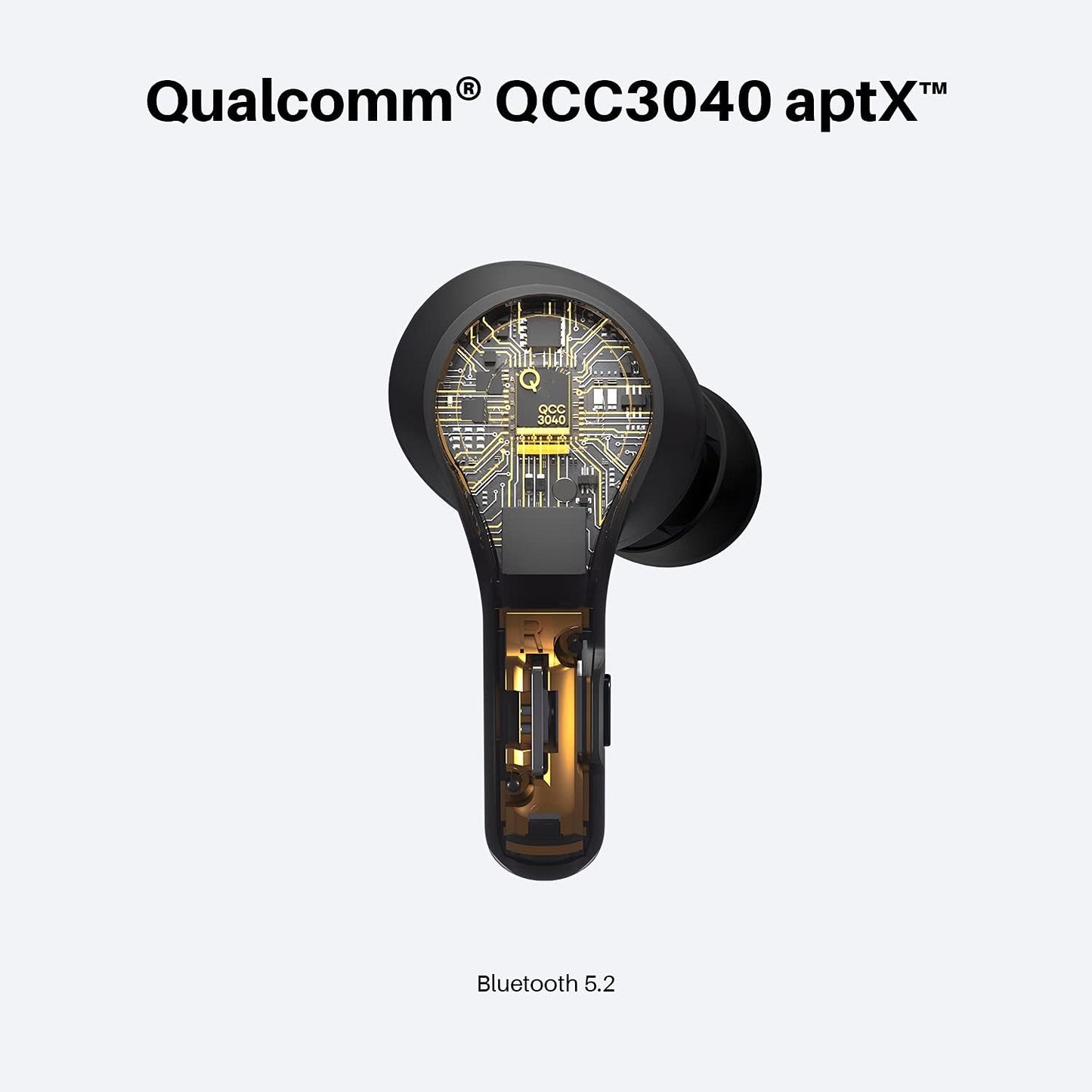 Tribit Wireless Earbuds, Qualcomm QCC3040 Bluetooth 5.2, 4 Mics CVC 8.0 Call Noise Reduction 50H Playtime Clear Calls Volume Control True Wireless Bluetooth Earbuds Earphones, FlyBuds C1 Black