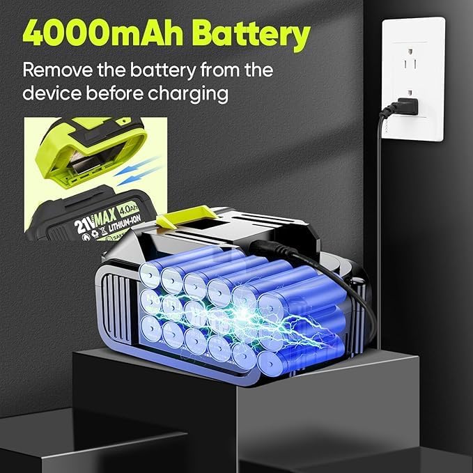 Cordless Leaf Blower, Portable Dust Cleaner Cordless, Handheld Blower, Hand Blowers for Lawn Care, Patio Cleaning, Leaves and Dust Blowing, 4.0Ah Battery and Charger Included (1 Battery)