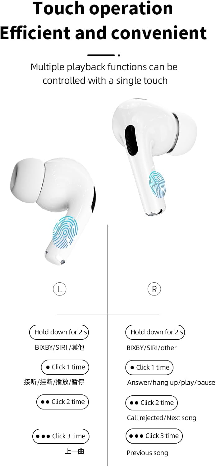 Wireless Earbuds Visible Touch Screen Control