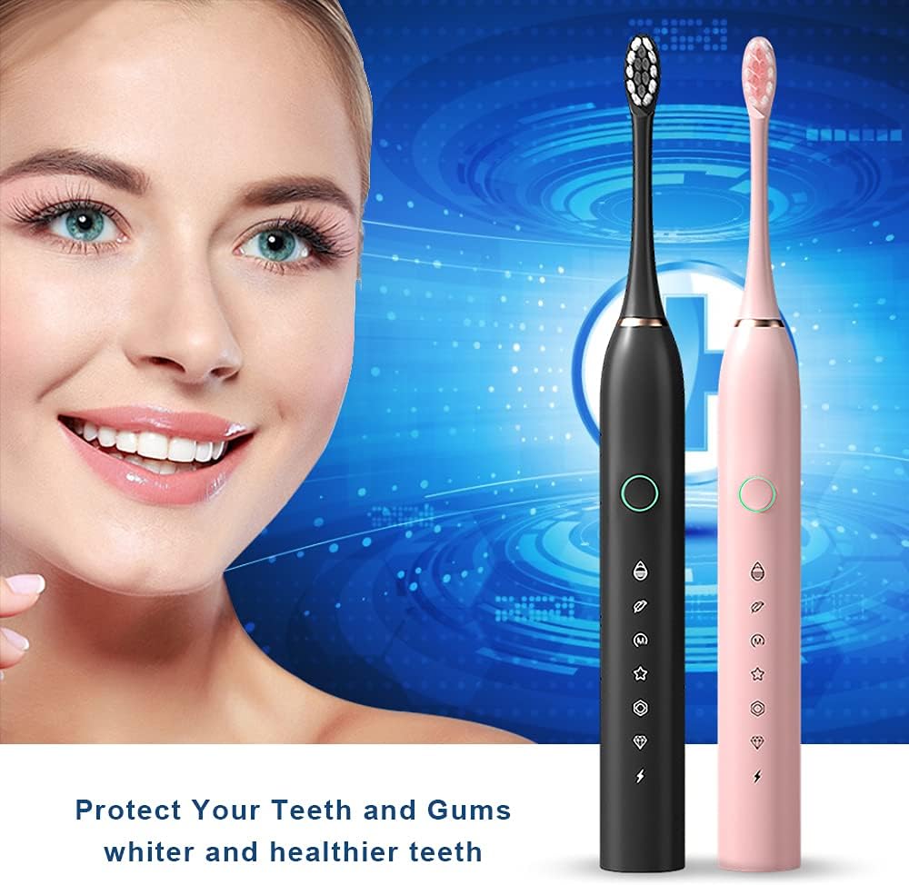 2-Pack Rechargeable Electric Toothbrushes – 8 Brush Heads, 6 Modes, Smart Timer, Waterproof, Adults & Kids