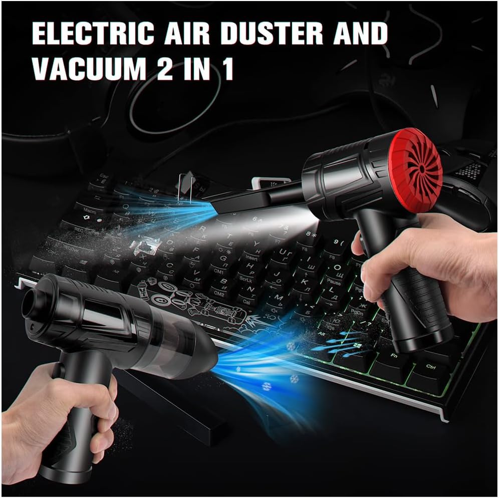 2 in 1 Cordless Electric Air Duster and Vacuum - Powerful 100000RPM