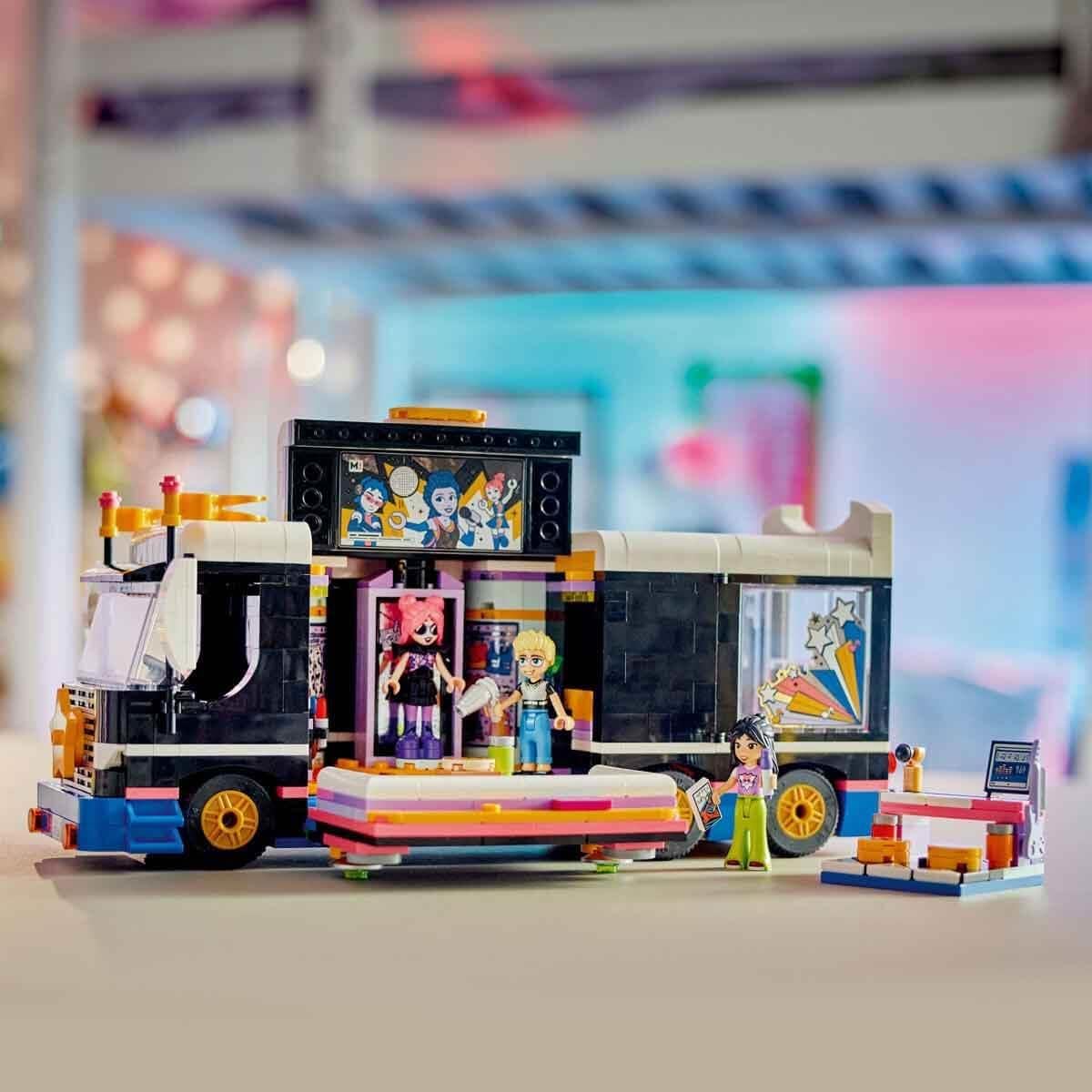 LEGO Friends Pop Star Tourbus Vehicle Building Kit, Social-Emotional Toys with Bus and 4 Dolls, Gift for Kids, Girls and Boys 8 Years and Up 42619
