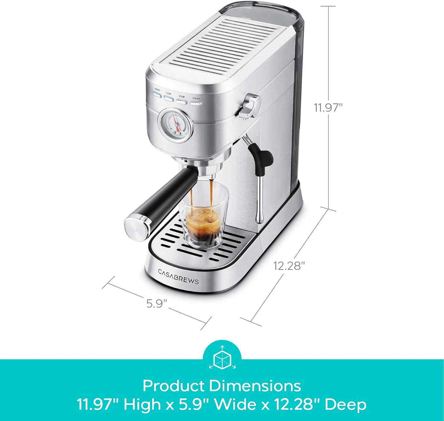 CASABREWS CM5418 Espresso Machine 20 Bar, Compact Espresso Maker with Steam Milk Frother