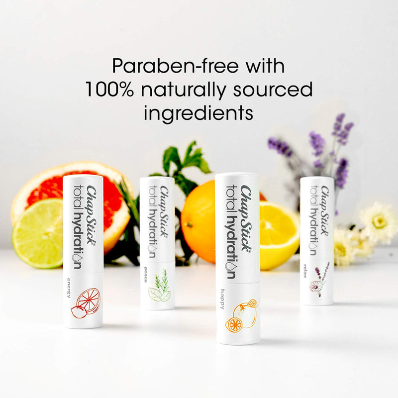 5 Pack ChapStick Total Hydration Essential Oils Peace Lip Balm, Rosemary + Peppermint Lip Balm Tube, Lip Care - 0.12 Oz