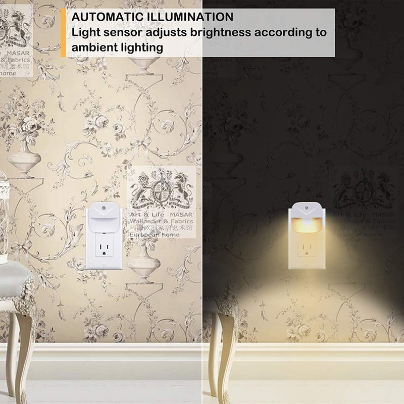 12 Pack Night Light Plug in, Warm White LED Nightlights with Smart Dusk to Dawn Sensor