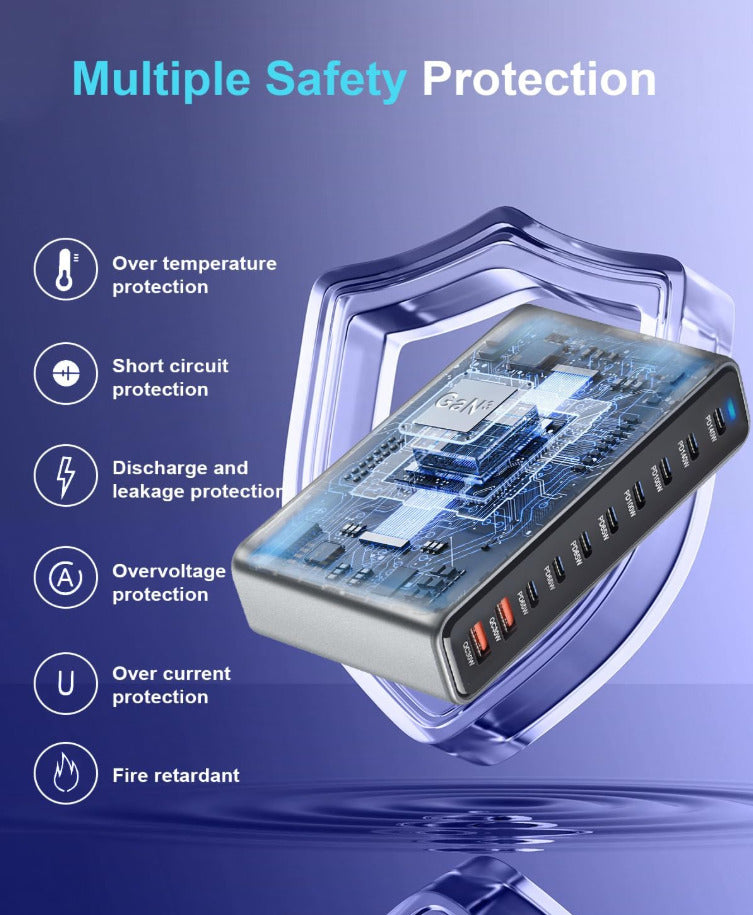 800W USB C Fast Charger Block, Multi-port USB Charging Station