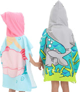 Kids Hooded Soft Microfiber Poncho Towels