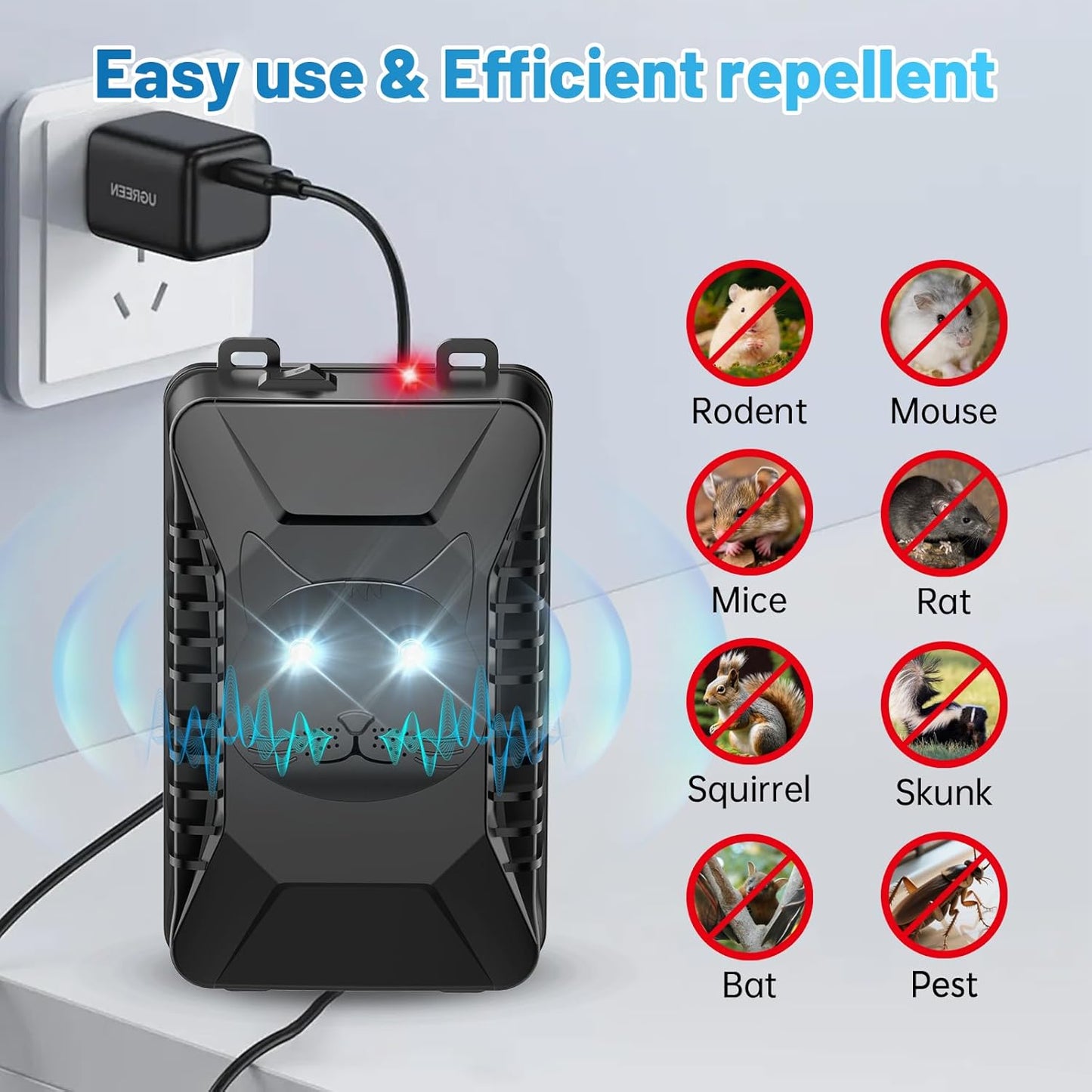 Rodent Repellent, Plug-in Mouse Repellent for Car, 2 Pack