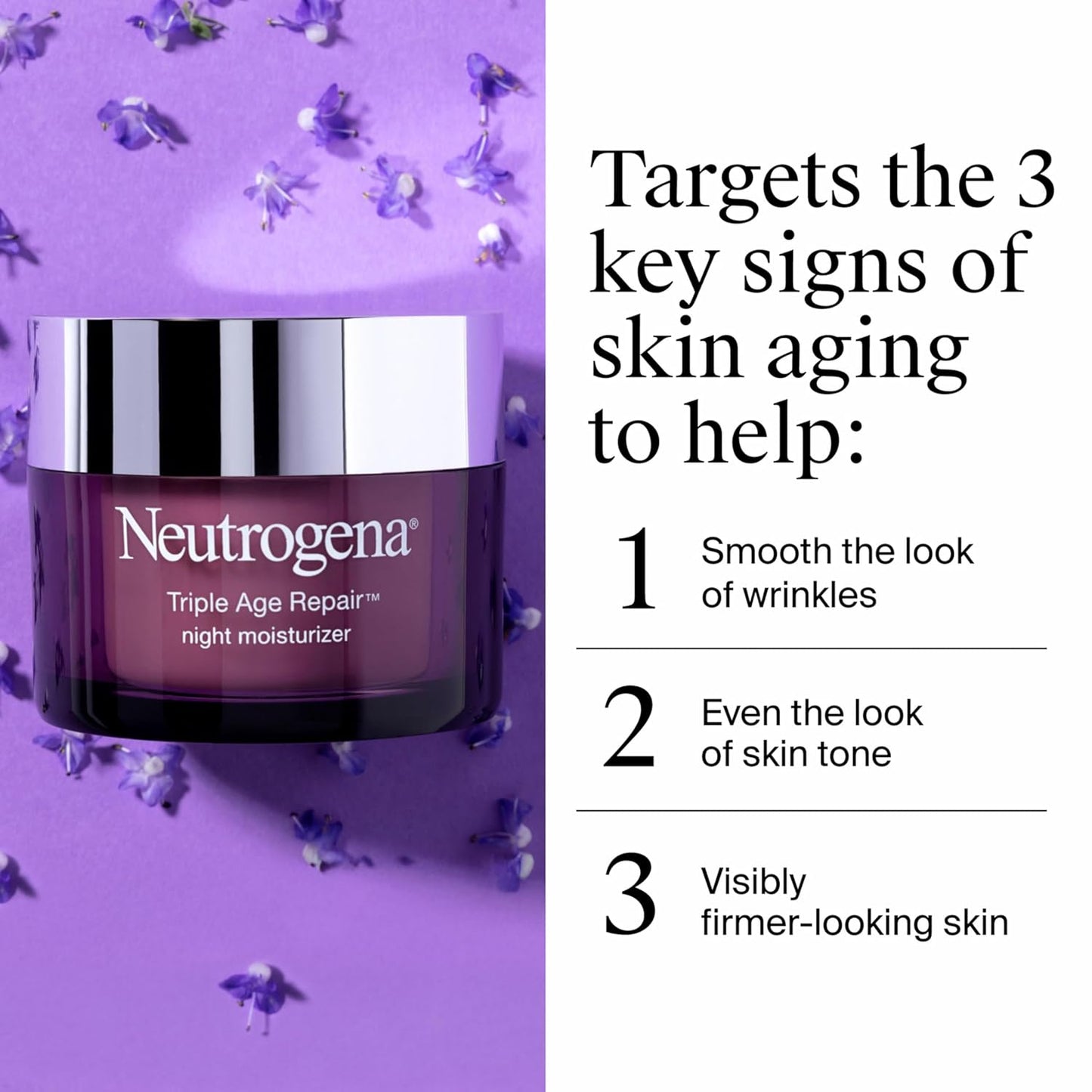 2 Pack Neutrogena Triple Age Repair Night Face Moisturizer 1.7oz