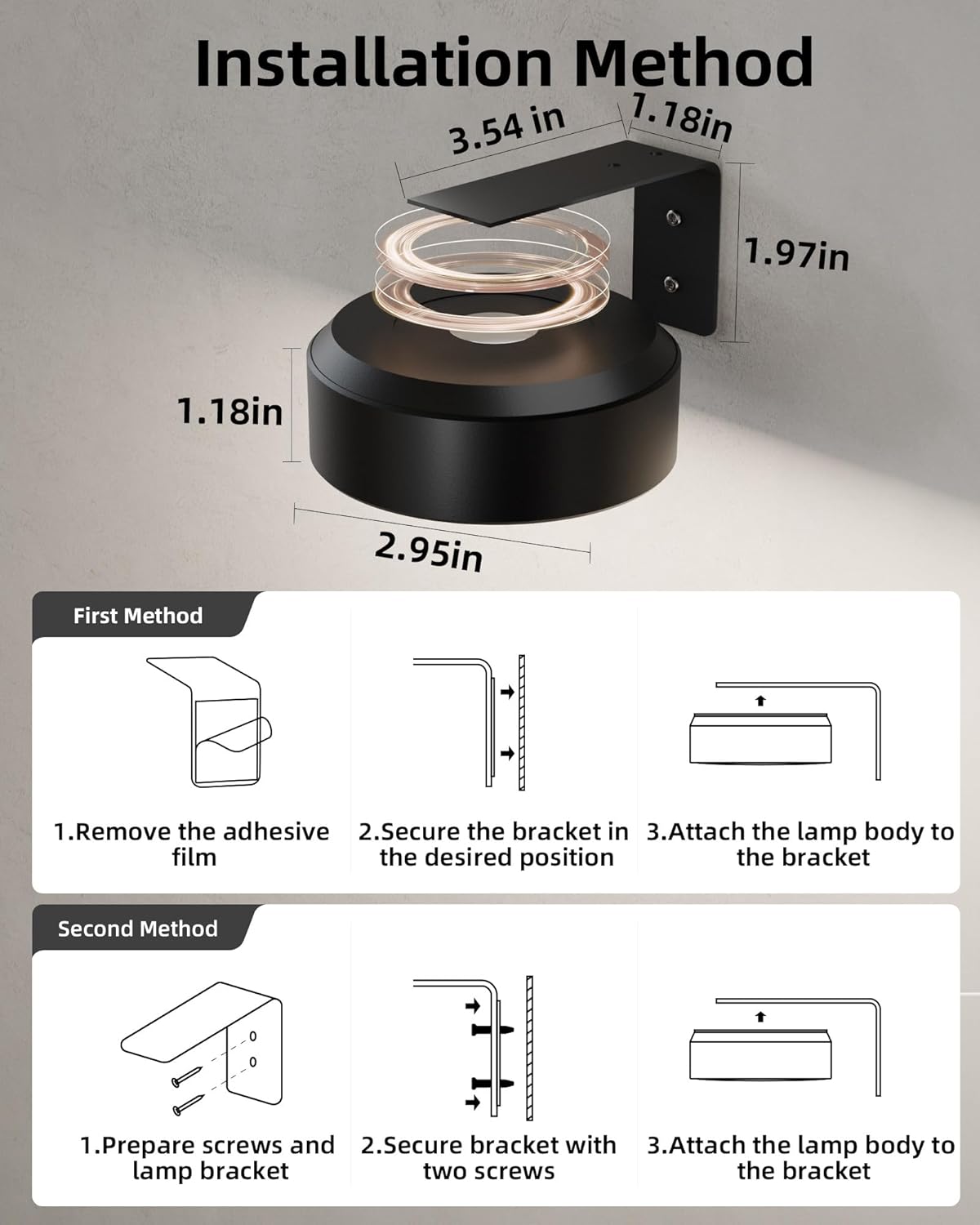 3 Pack Indoor LED Light | Magnetic Tool-Free Installation | Stepless Dimming & Battery Operated