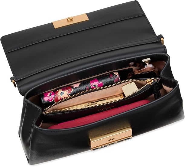 kate spade new york Grace Embellished Lock Leather Clutch, Black