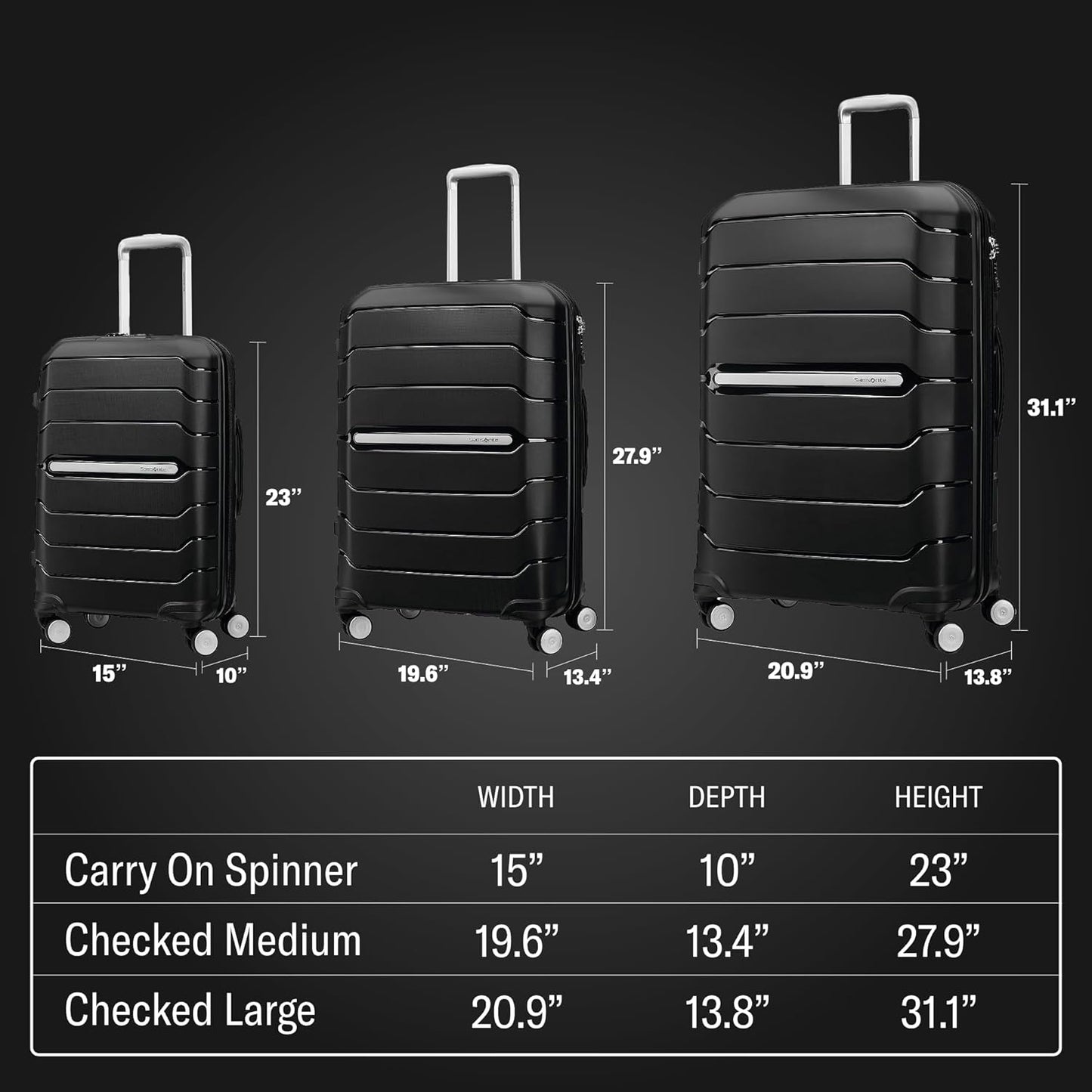 Samsonite Freeform 2-Piece Luggage Set - Carry-On & Large Checked Luggage with Dual Spinner Wheels