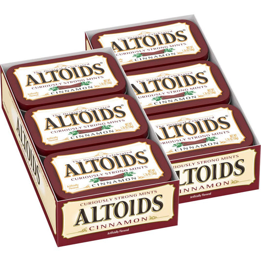 ALTOIDS Classic Cinnamon Hard Candy Breath Mints Bulk, 1.76 zz Tin (Pack of 12)