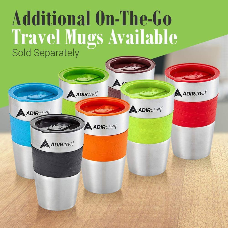 AdirChef Mini Travel Single Serve Coffee Maker & 15 oz. Travel Mug Coffee Tumbler & Reusable Filter