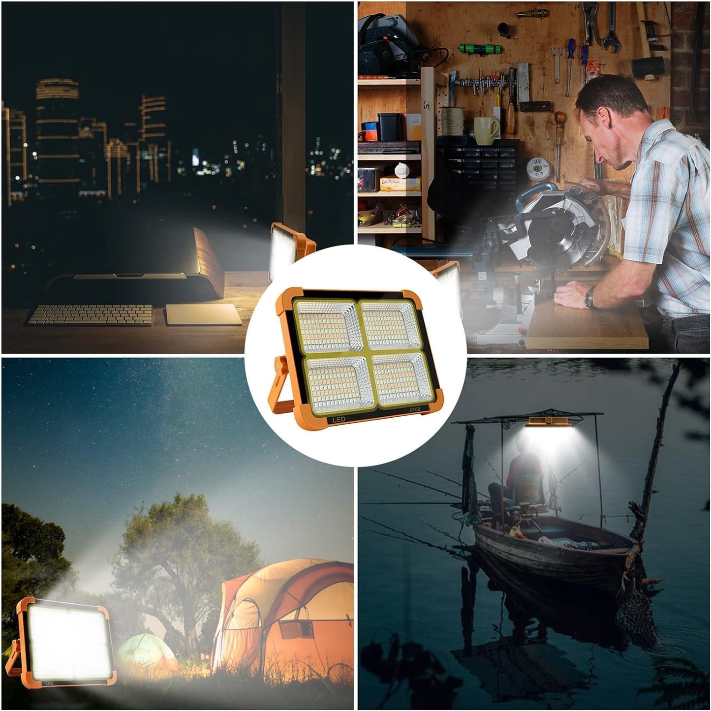 2 Pack Portable LED Solar Light 100W 16500mAh 10000 LM