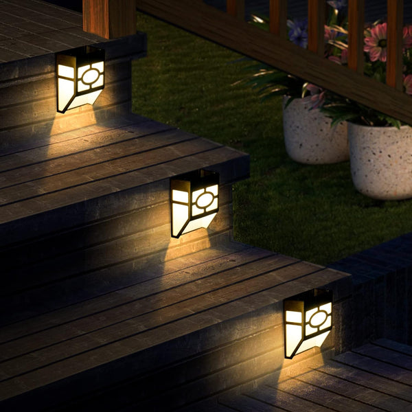 8 Pack Solar Lights – 2 Modes LED (White and Color Changing) – For Fences, Decks & Stairs