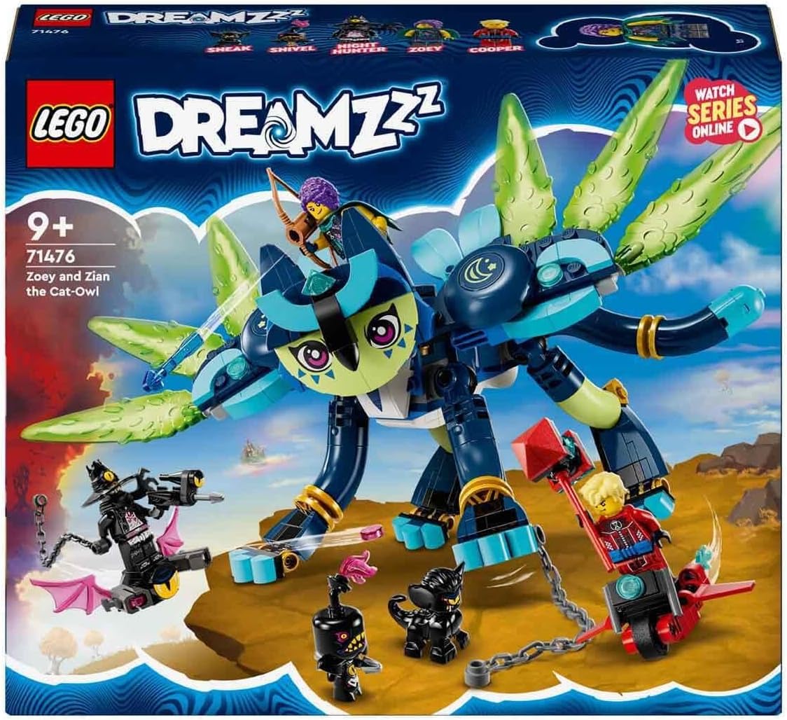 LEGO 71476 DREAMZzz Zoey and die Katzeneule Zian, Katzenpfau, 3 Minifigures
