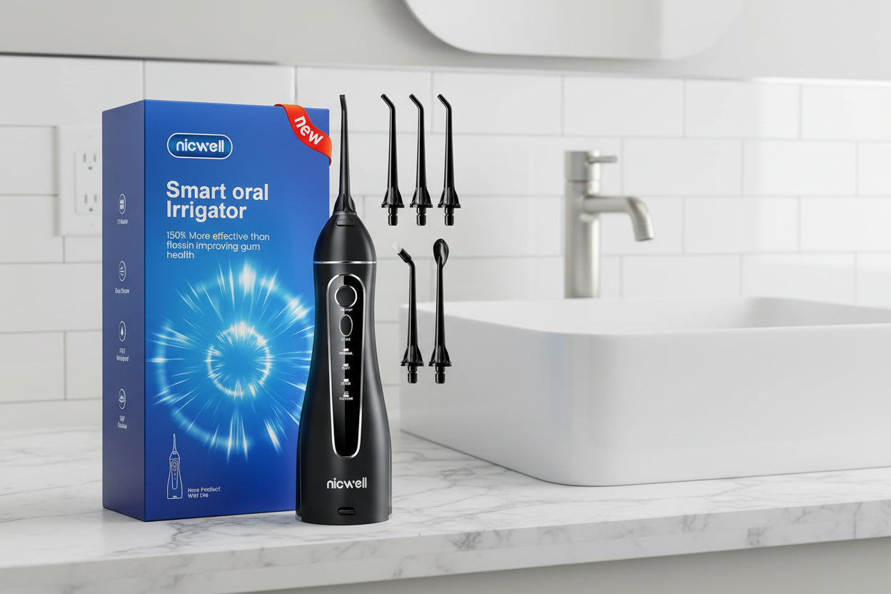 Nicwell Cordless Water Dental Flosser – Portable IPX7 Oral Irrigator with 4 Modes & 11 Levels