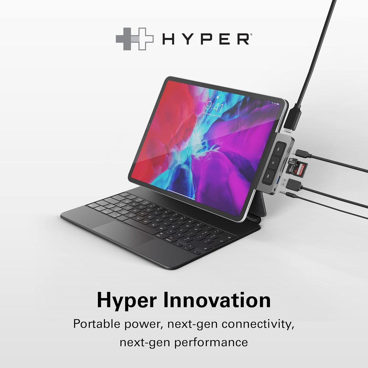 HyperDrive 6-in-1 USB-C Hub with Media Controls for iPad and other USB-C devices