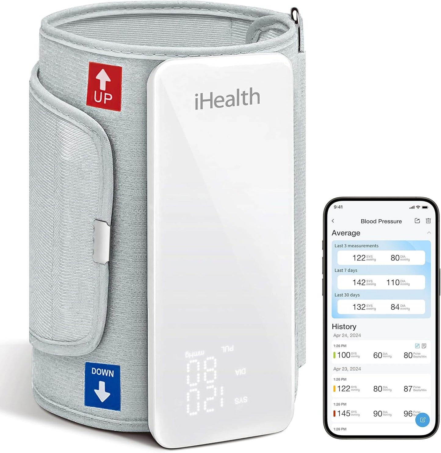 iHealth Neo Wireless Blood Pressure Monitor, Upper Arm Cuff, Bluetooth Blood Pressure Machine, Ultra-Thin & Portable, App-Enabled for iOS & Android