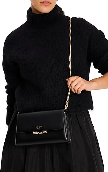 kate spade new york Grace Embellished Lock Leather Clutch, Black