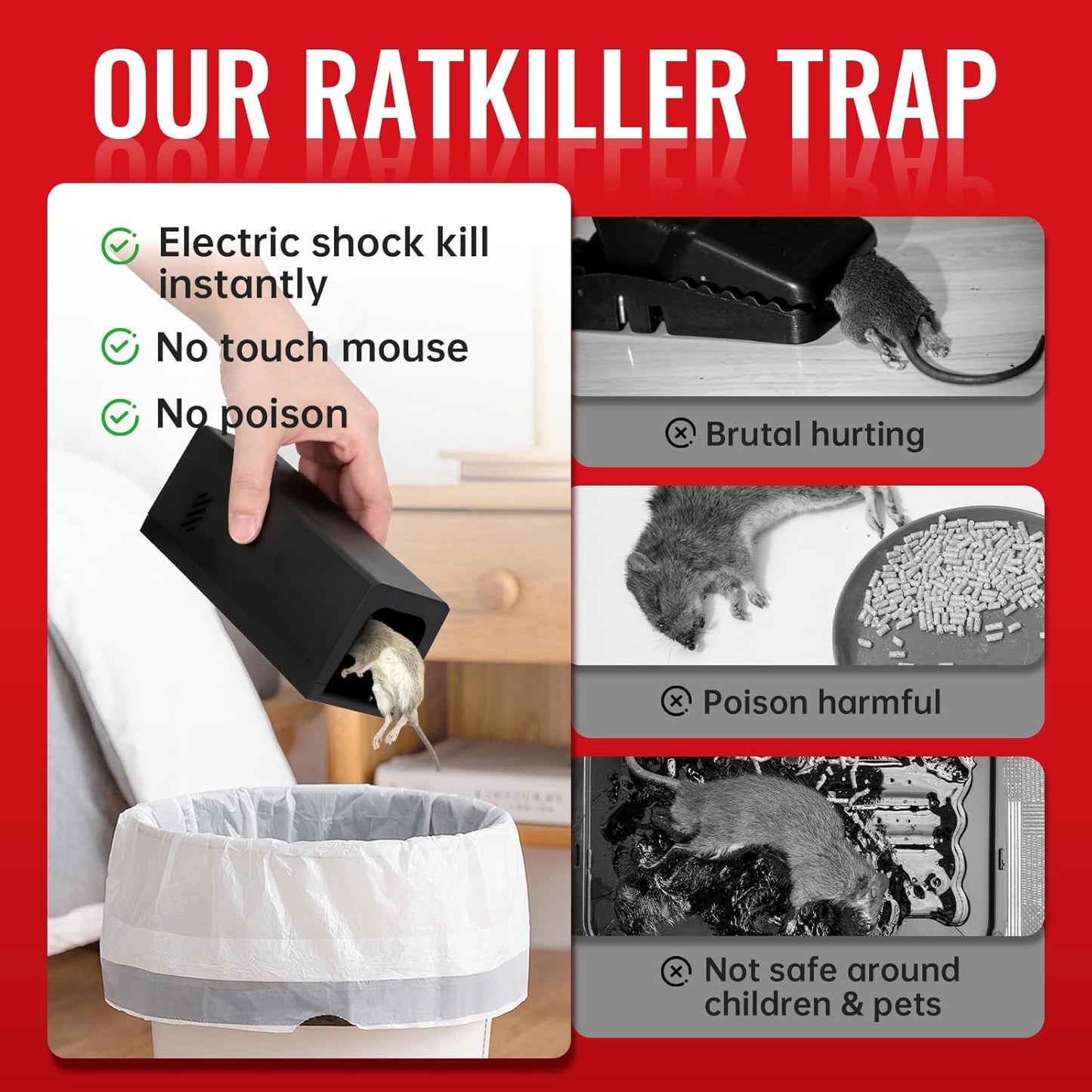 Electric Mouse Trap - Powerful Electronic Rat Trap Zapper for Indoor Use