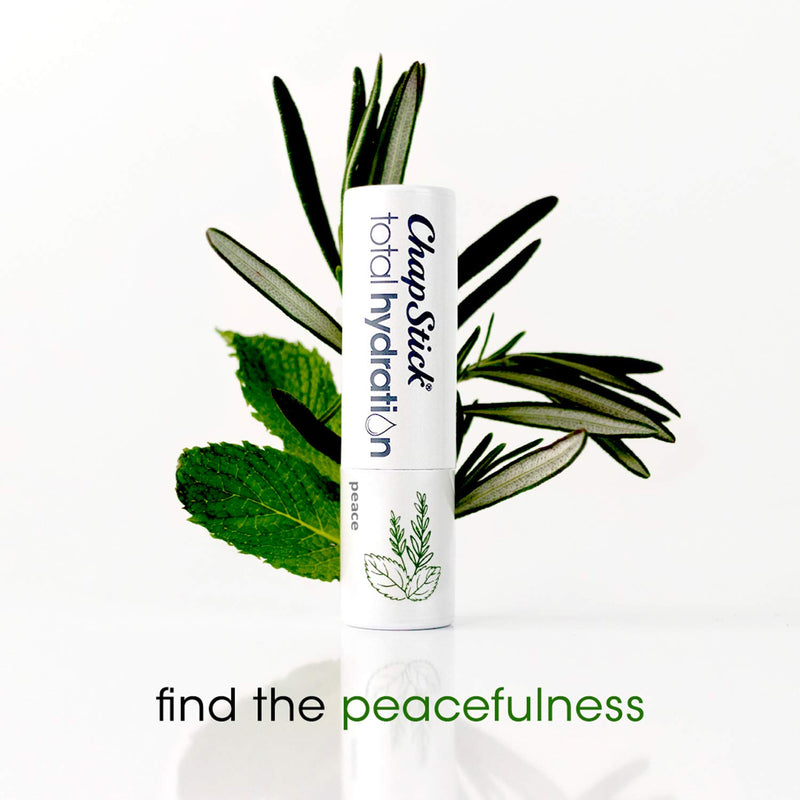 5 Pack ChapStick Total Hydration Essential Oils Peace Lip Balm, Rosemary + Peppermint Lip Balm Tube, Lip Care - 0.12 Oz