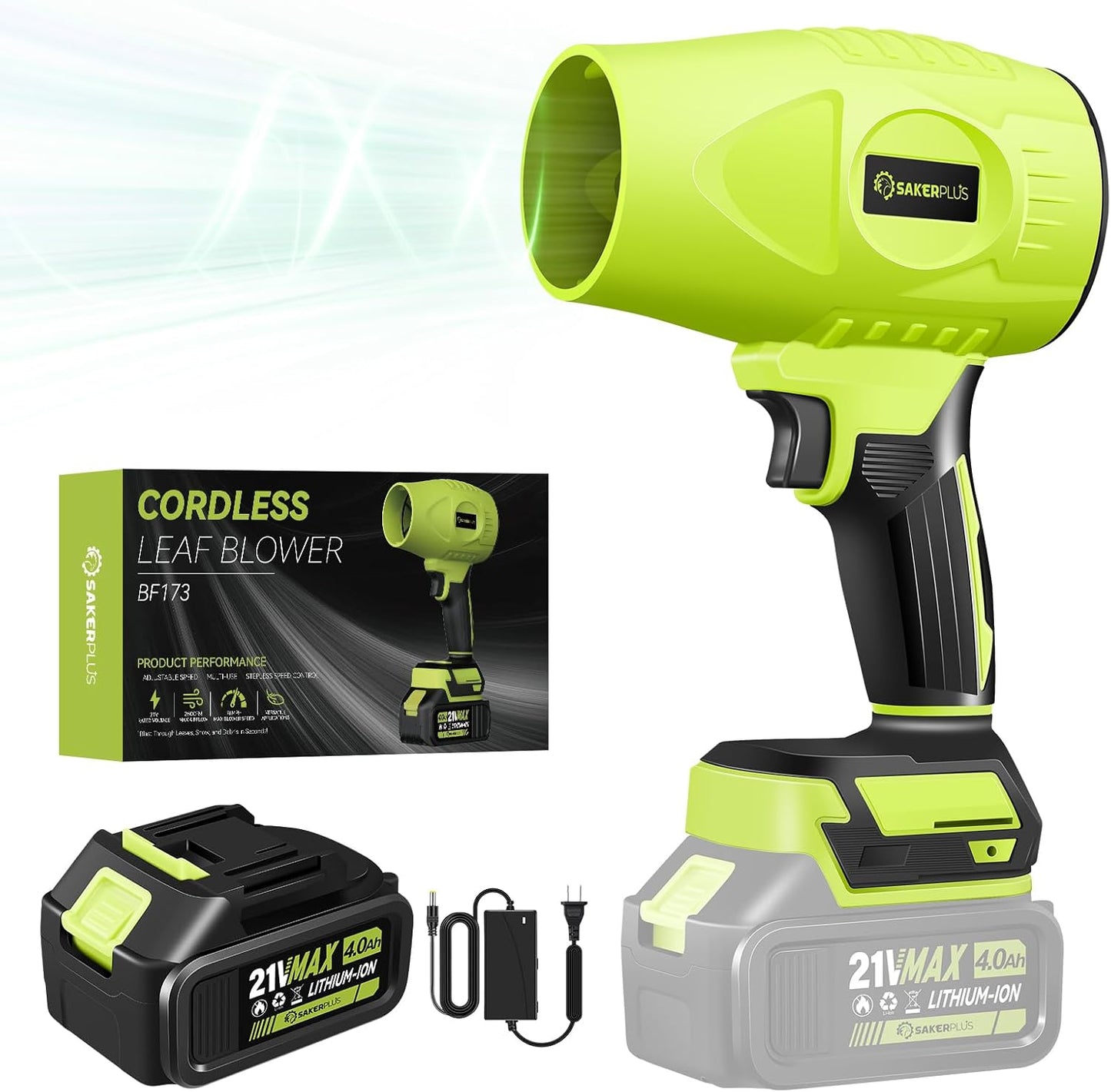 Cordless Leaf Blower, Portable Dust Cleaner Cordless, Handheld Blower, Hand Blowers for Lawn Care, Patio Cleaning, Leaves and Dust Blowing, 4.0Ah Battery and Charger Included (1 Battery)