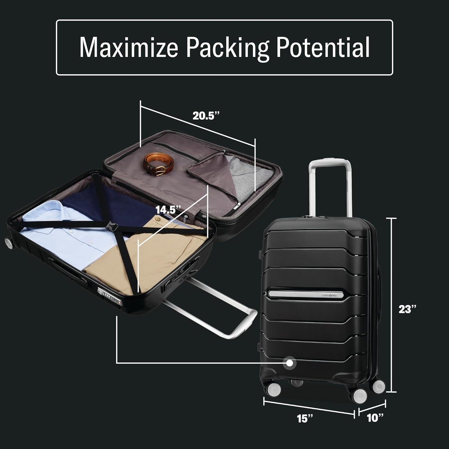 Samsonite Freeform 2-Piece Luggage Set - Carry-On & Large Checked Luggage with Dual Spinner Wheels