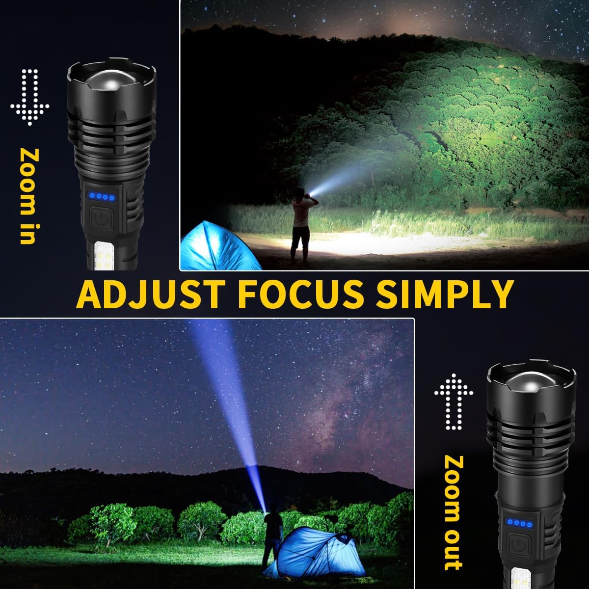 Hakol 4 Pack Rechargeable Flashlights High Lumens Lights