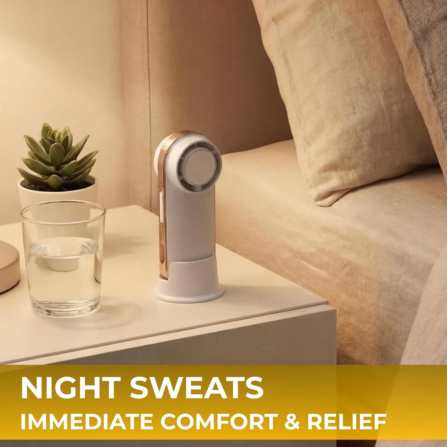 Hot Flashes Instant Cooling. Device Cools You 2 Ways- Icy Cold Contact Disc for Skin Or 100-Speed Mini Fan for Wind - Small, Portable, Stylish, Rechargeable Gift-Blue