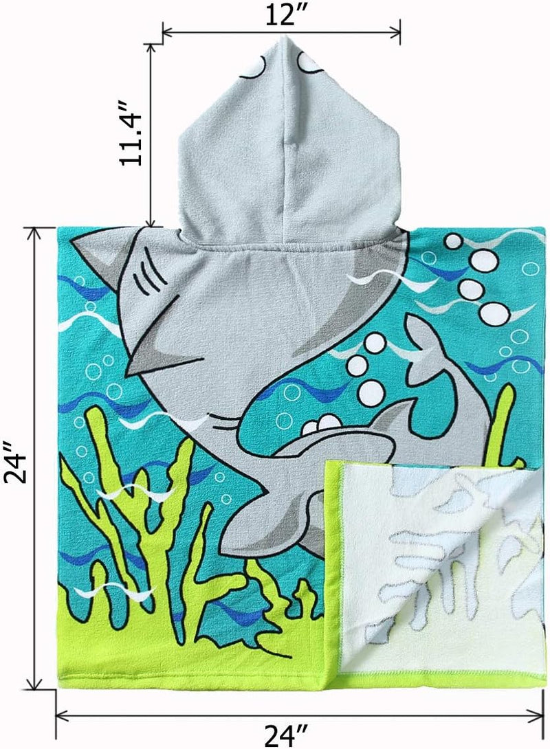 Kids Hooded Soft Microfiber Poncho Towels