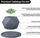 Kante Concrete Indoor & Outdoor Tabletop Fire Pit with 7.2" Dark Gray Base