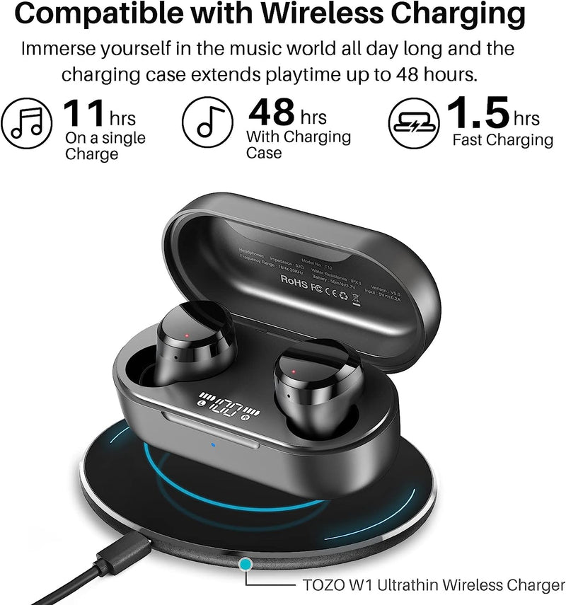 TOZO T12 Wireless Earbuds Bluetooth 5.3 Headphones