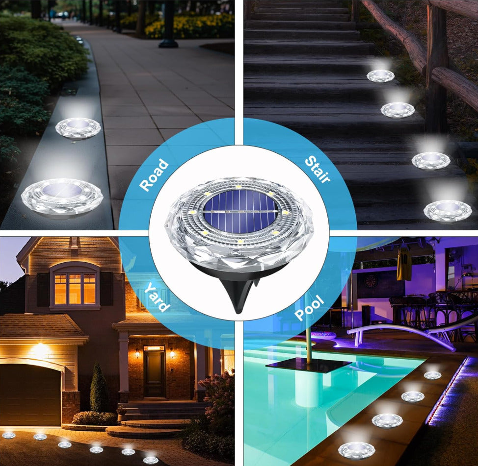12 Pack Solar Ground Light Outdoor Cool White