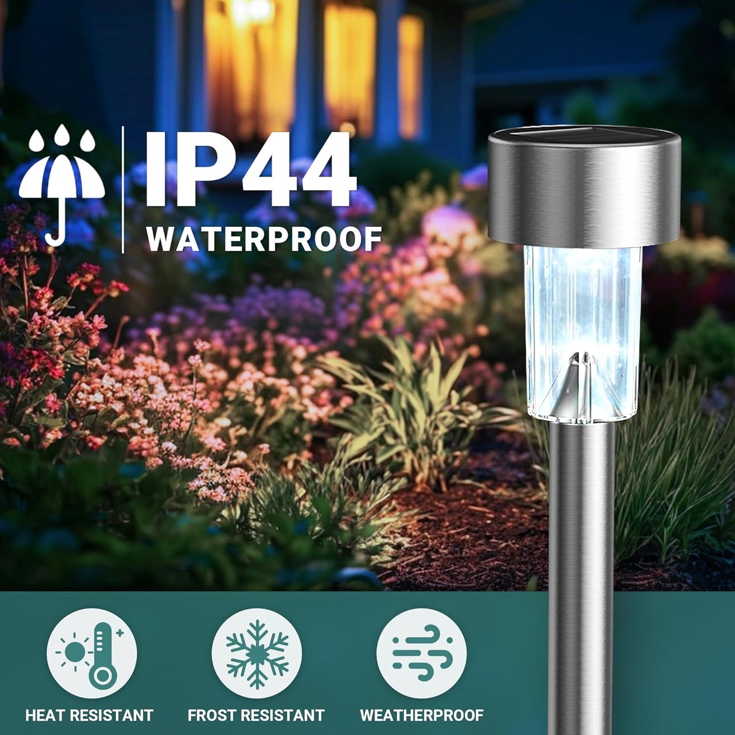 20 Pack, Stainless Steel LED Solar Garden Lights for Patio