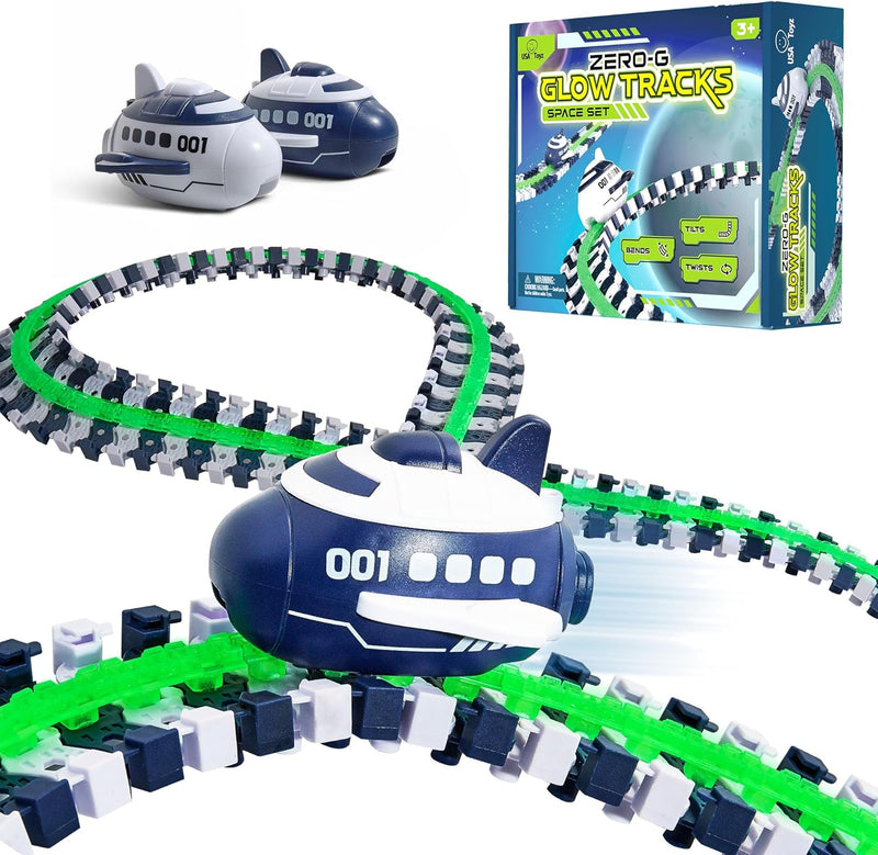 USA Toyz Zero G Space Glow Race Track for Kids- 258pc