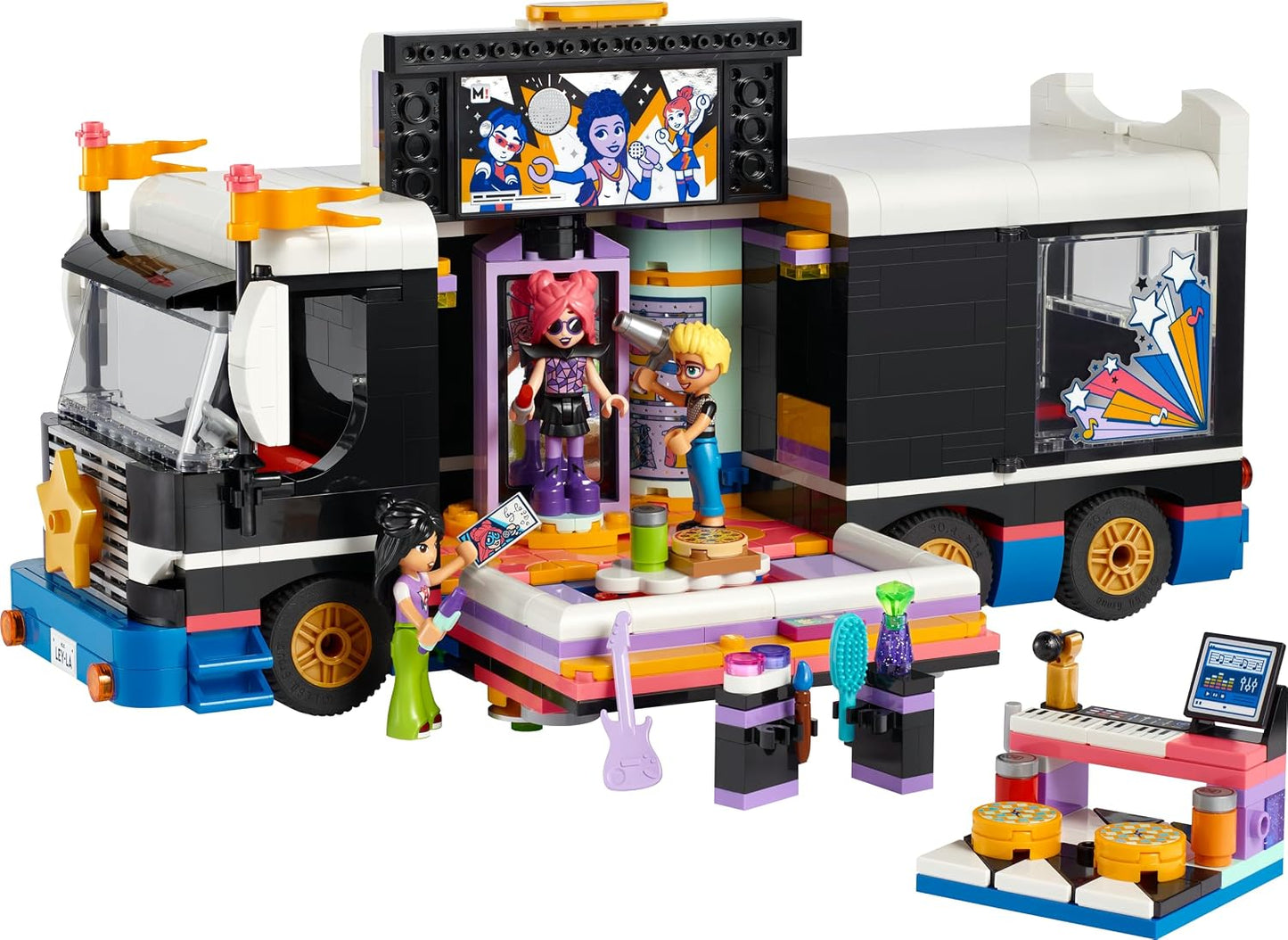 LEGO Friends Pop Star Tourbus Vehicle Building Kit, Social-Emotional Toys with Bus and 4 Dolls, Gift for Kids, Girls and Boys 8 Years and Up 42619