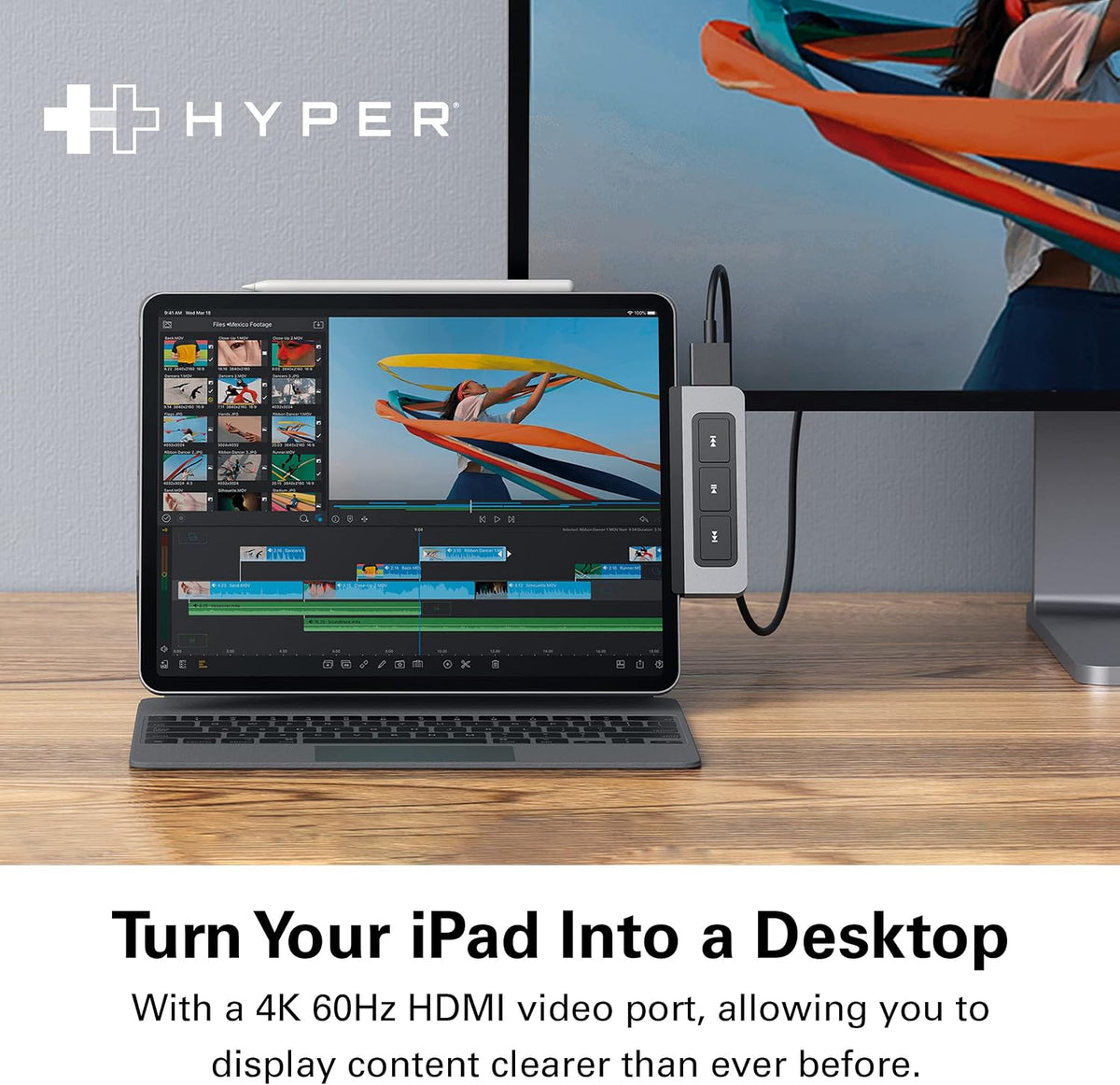 HyperDrive 6-in-1 USB-C Hub with Media Controls for iPad and other USB-C devices