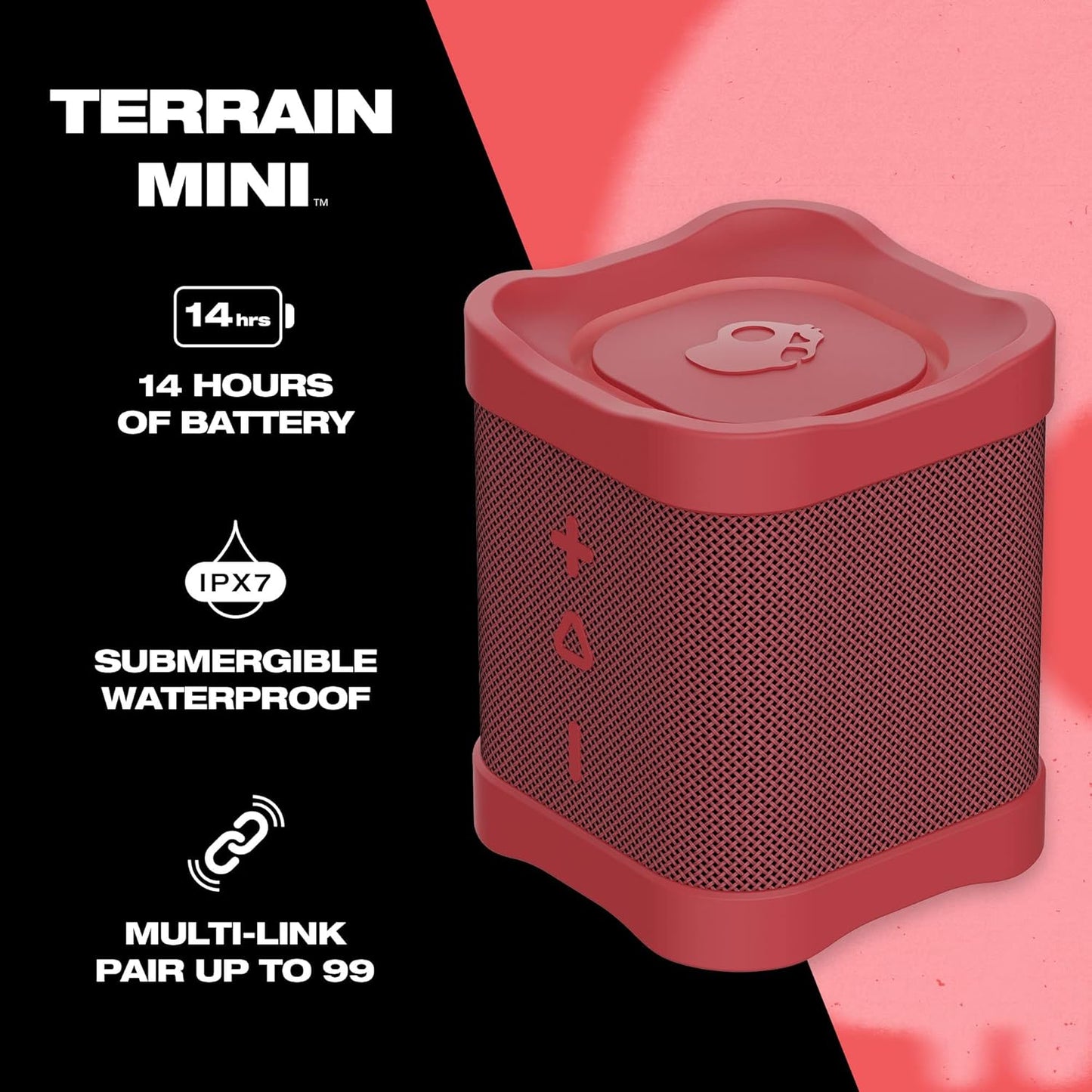 Skullcandy Terrain Mini - Waterproof Bluetooth Speaker, 14-Hour Battery, & True Wireless Stereo